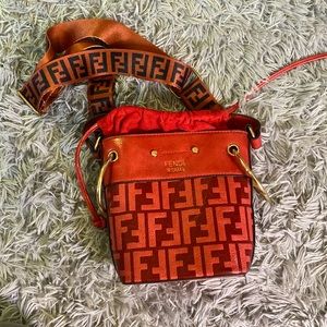 Red bucket bag